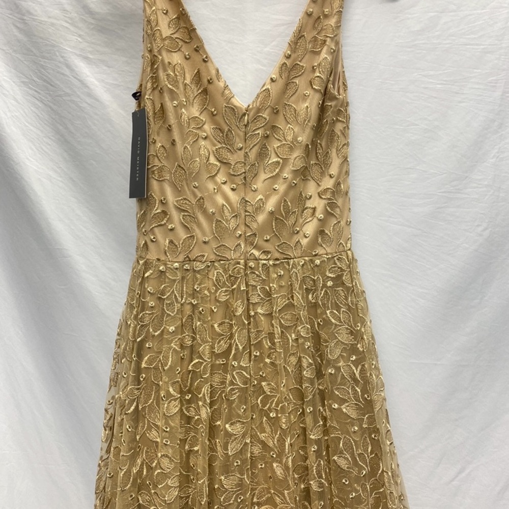 David Meister limited V-Neck sleeveless gold long gown - Picture 5 of 8